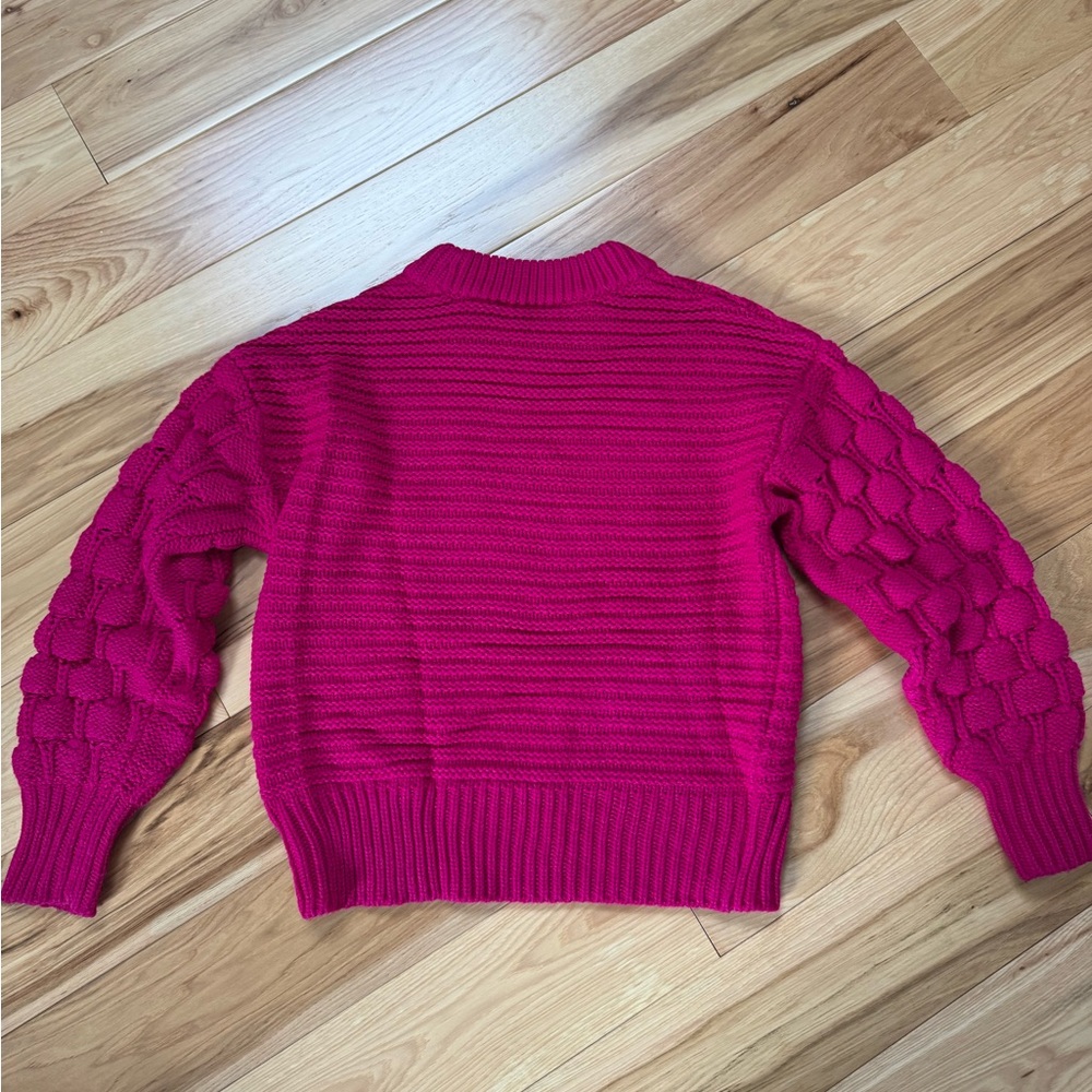 Women's Pink Elodie cable knit sweater XS, box weave sleeve detail - Picture 2 of 4